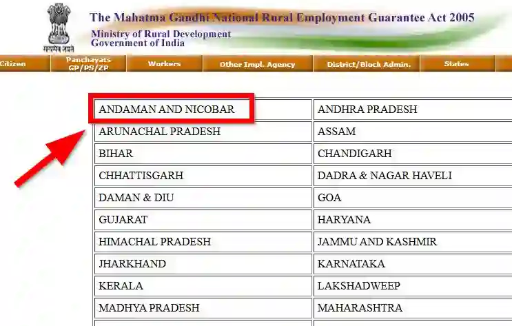 Andaman and Nicobar NREGA Job Card State Wise 2026