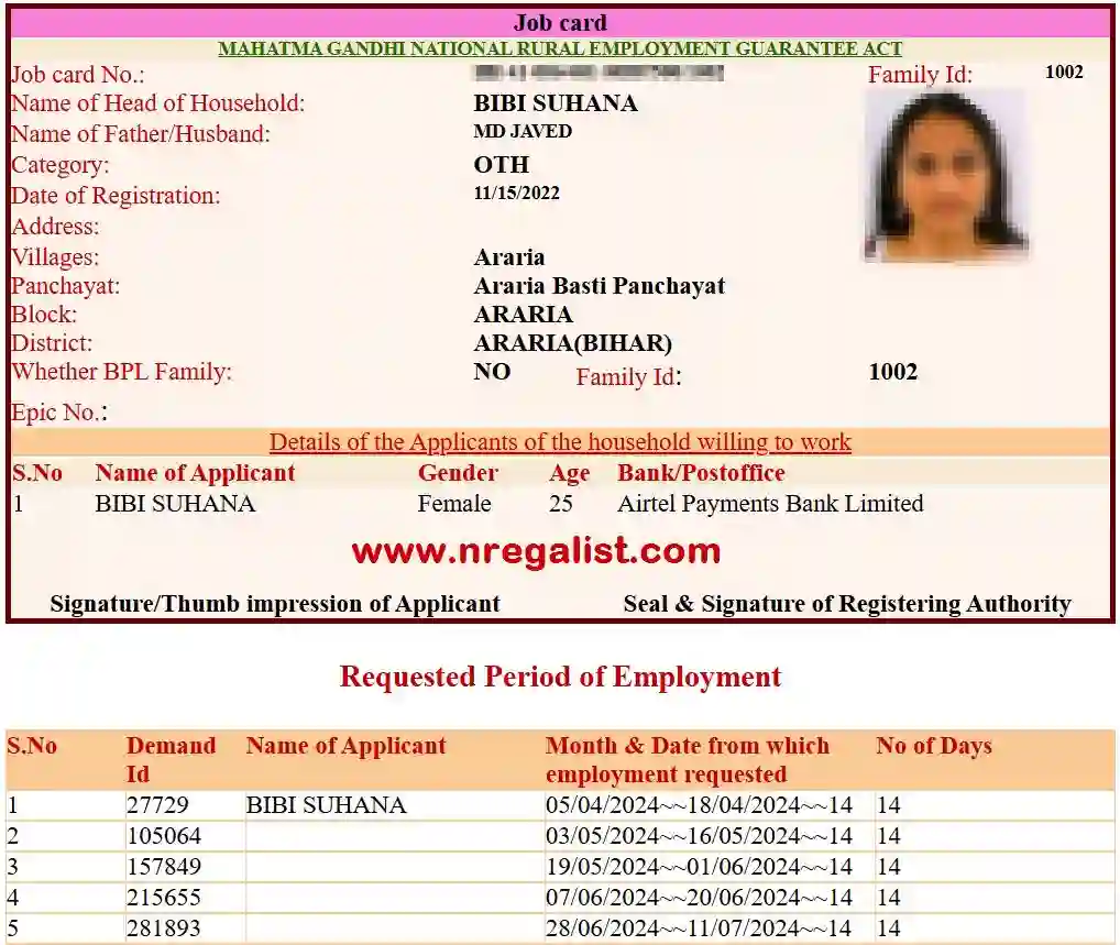 Bihar NREGA Job Card Online 2026