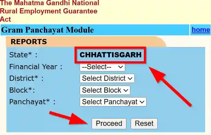 Chhattisgarh NREGA Job Card Gram Panchayat Module 2026