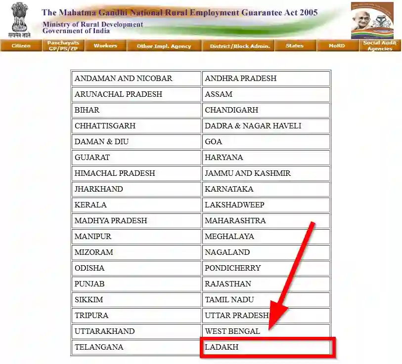 Ladakh NREGA Job Card State Wise 2026