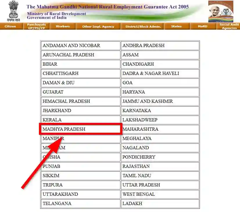 Madhya Pradesh NREGA Job Card State Wise 2026