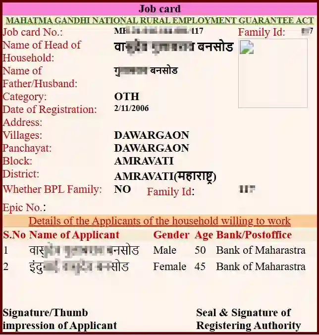 Maharashtra NREGA Job Card Online 2026