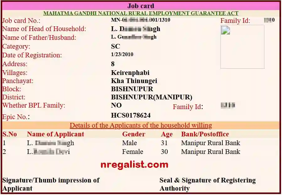 Manipur NREGA Job Card Online 2026