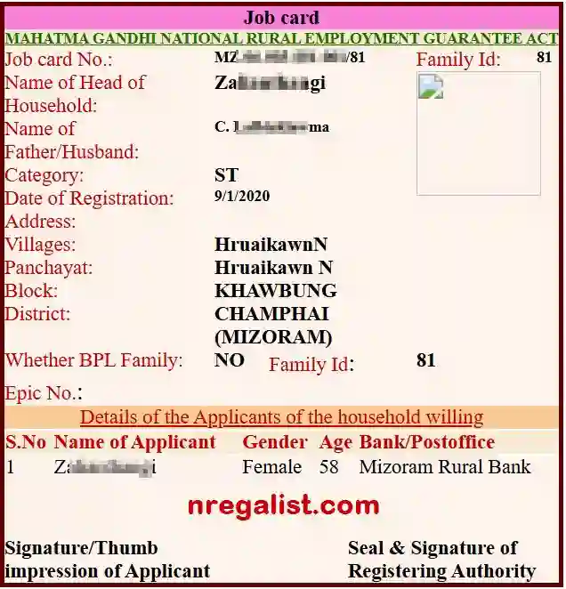Mizoram NREGA Job Card Online 2026
