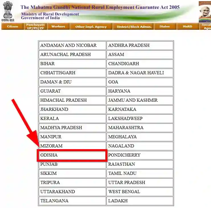 Odisha NREGA Job Card State Wise 2026