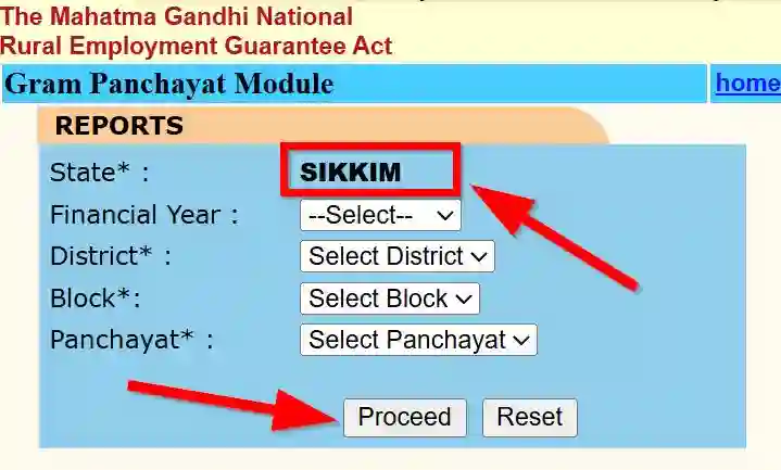 Sikkim NREGA Job Card Gram Panchayat Module 2026