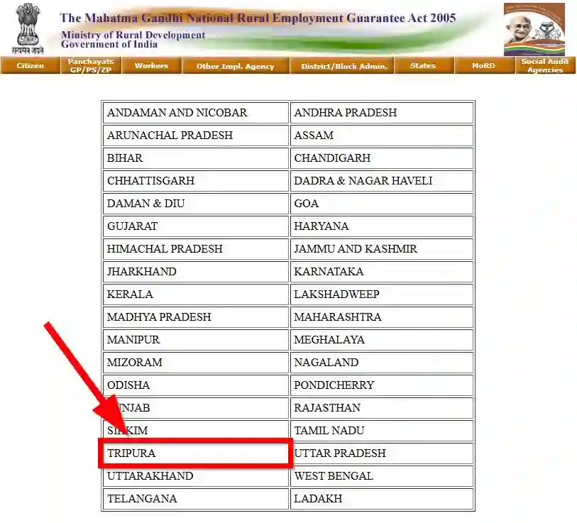 Tripura NREGA Job Card State Wise 2026