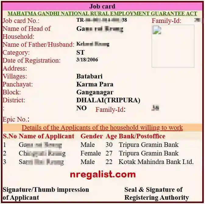Tripura NREGA Job Card Online 2026